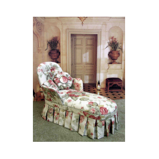 Chaise longue estilo shabby en miniatura escala 1:12 tapizada en tejido de algodón estampado flores. Armazón de madera.<br />Pieza única para casas de muñecas y coleccionistas realizado por la artesana miniaturista Desirée Lafuente.