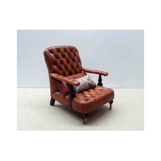 Butaca Ralph Lauren en miniatura escala 1:112 tapicería de piel capitoné.<br />Pieza única para casas de muñecas y coleccionistas realizado por la artesana miniaturista Desirée Lafuente.<br /><br />