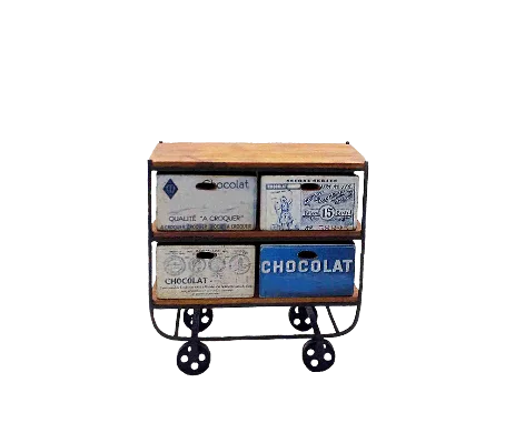 Carrito industrial miniatura con cajones a escala 1:12