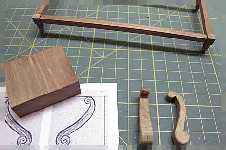 Proceso 1 sofá en miniatura escala 1:12 - corte de piezas en madera de cerezo.